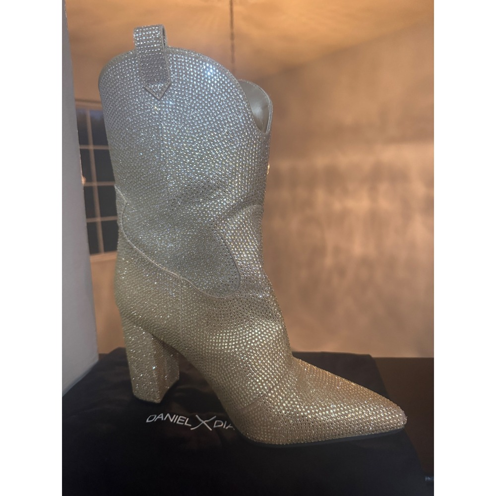 Daniel Diamond Rhinestone Ombre Cowboy Boots Gold Silver Crystal Western 8.5 - Picture 4 of 9